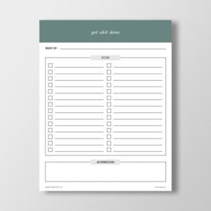 Get Shit Done To Do List - Free Printable