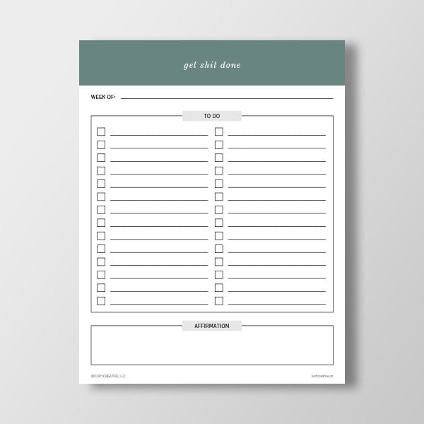 Get Shit Done To Do List - Free Printable